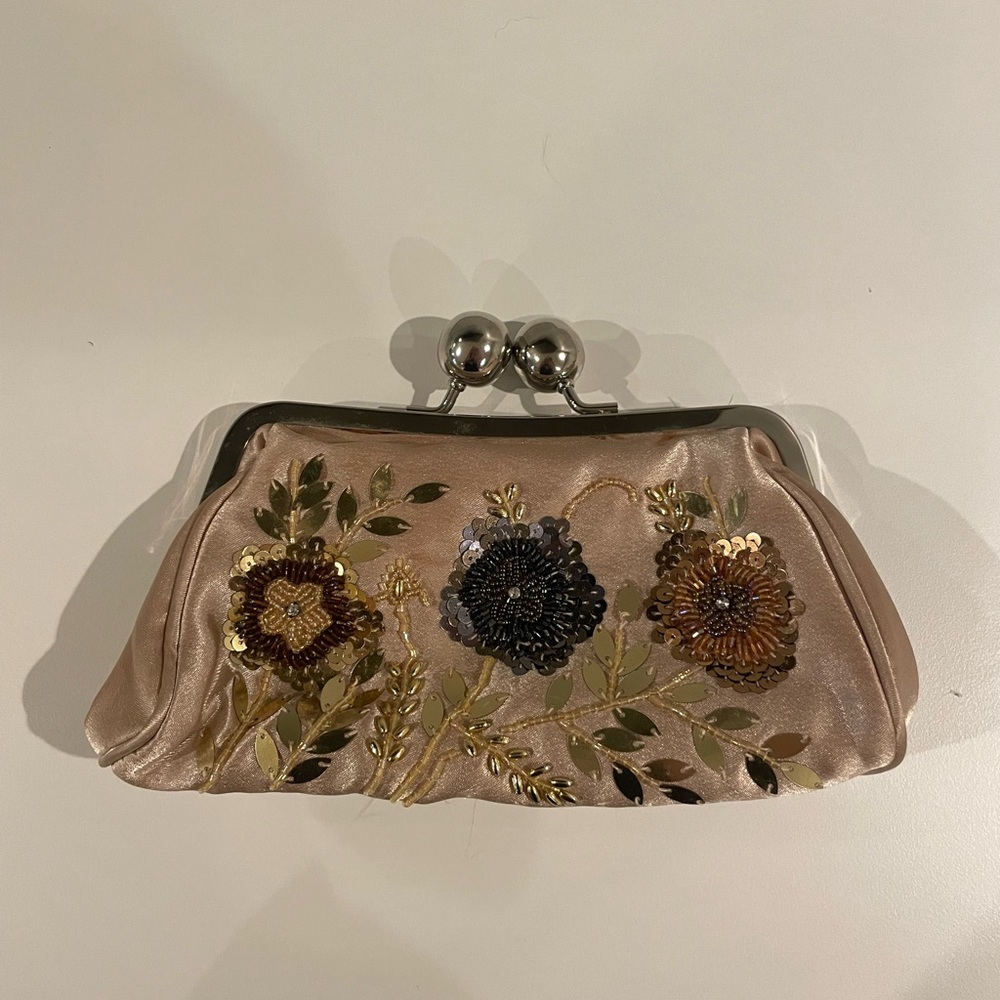 Floral Sequin Clutch Purse
